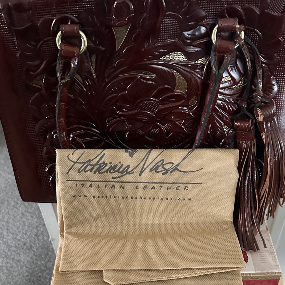 Patricia Nash Deep Brown Tooled Tote - Picture 4 of 7